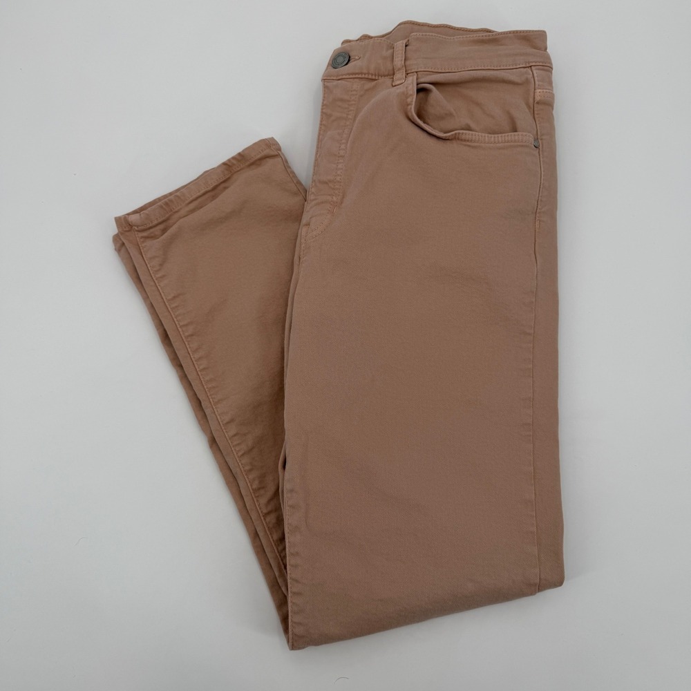 Massimo Dutti High Rise Slim Leg Pants Dusty Rose Size 8 Minimalist Quiet Luxury